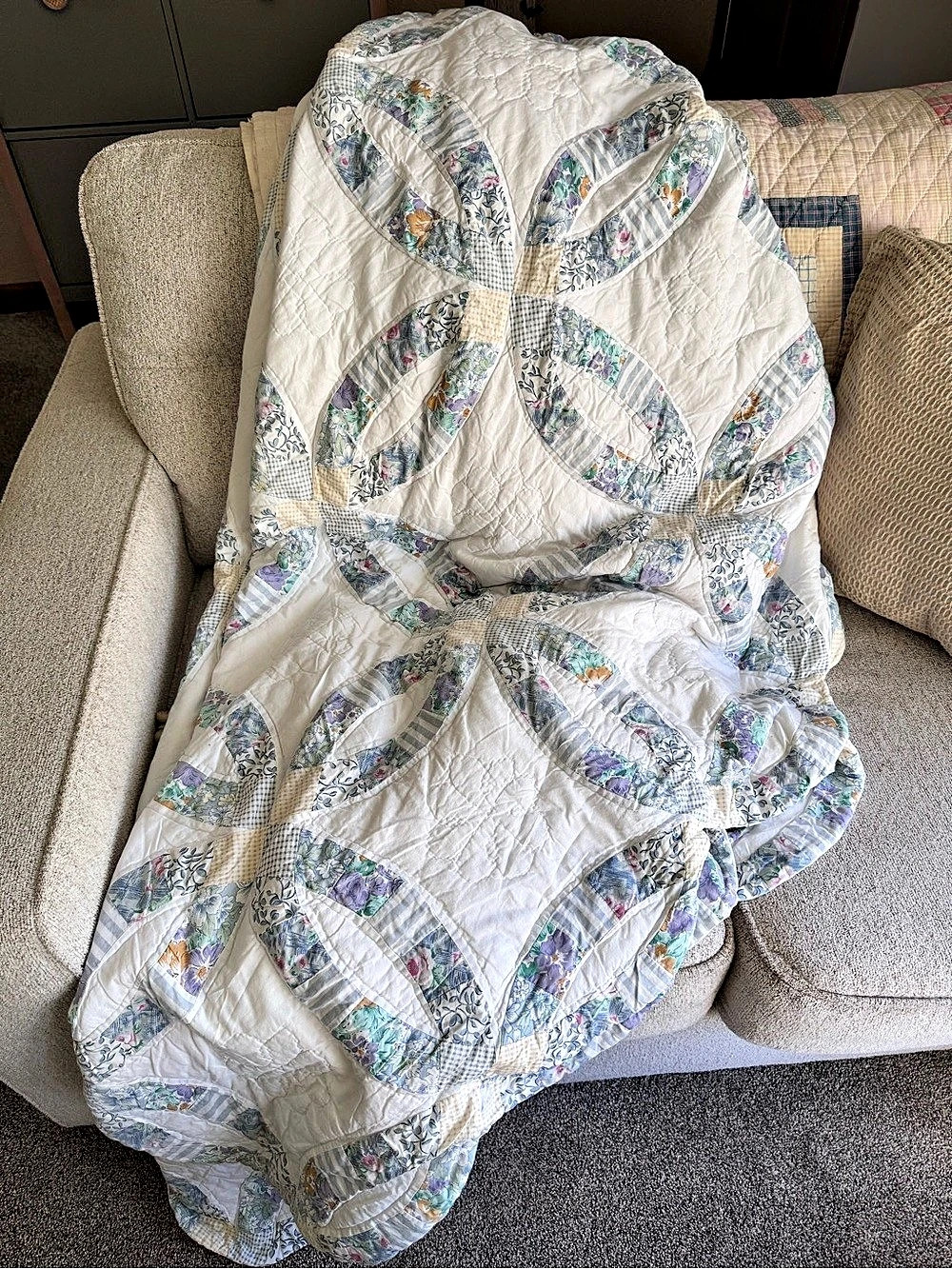 Vintage double wedding ring Patchwork Quilt